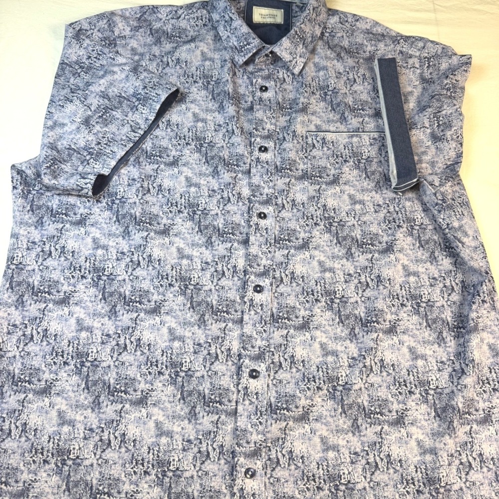 7 Diamonds Button Down Shirt Mens XXL Blue 4-Way Stretch Short Sleeve EUC - Picture 2 of 11